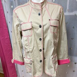 #96 Additions by Chico's Cream-Colored Dressy Jacket w Pink Accents Size 3 (16)